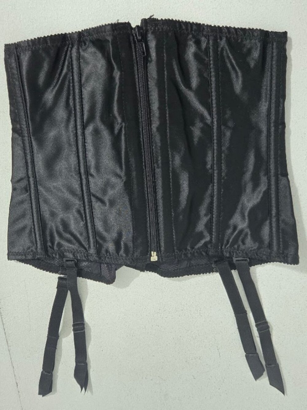 Vtg Fredericks Of Hollywood Black Lace Up Corset Size S Bustier Sexy Zip Boning